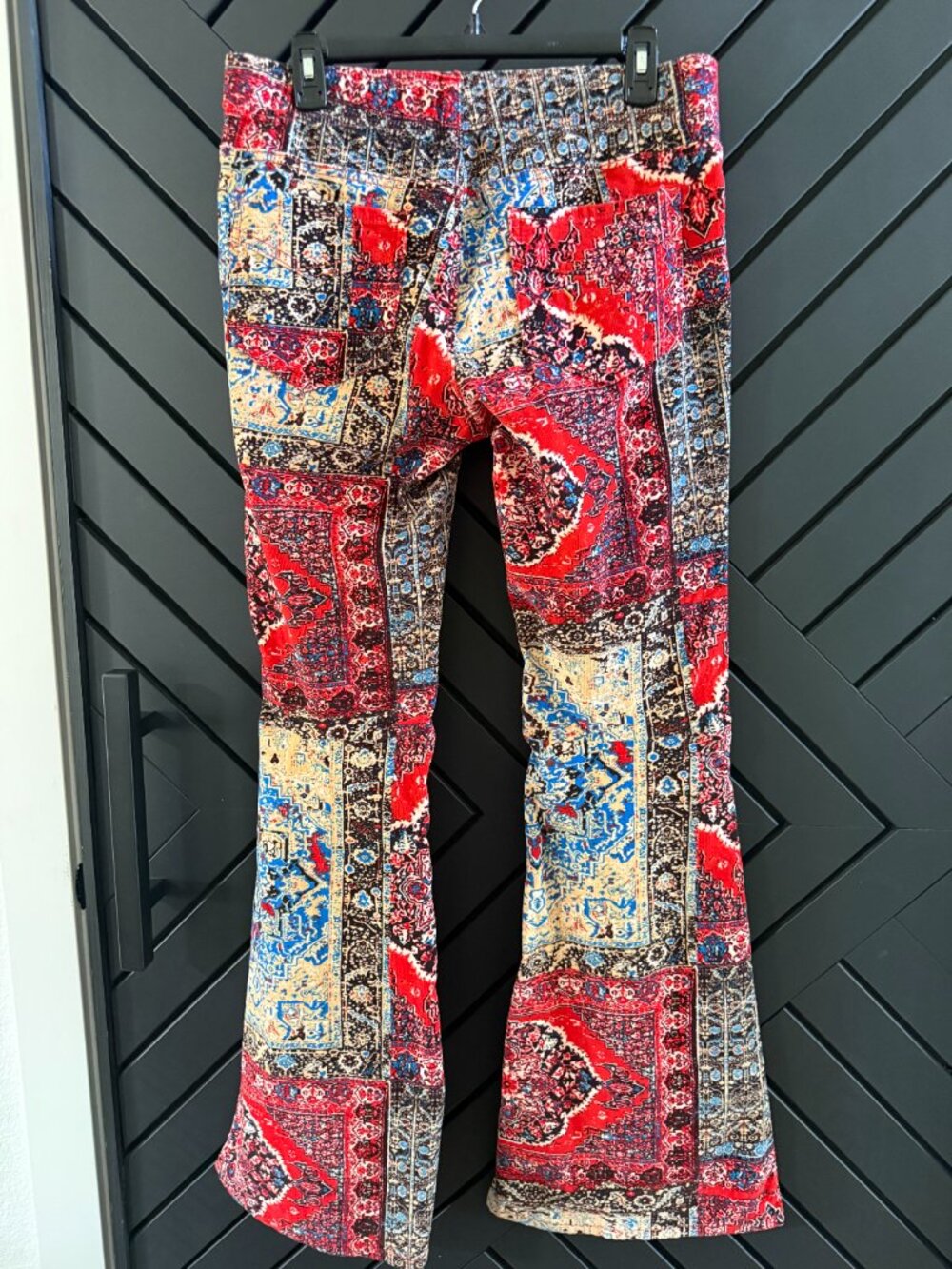 Free People Pull On Corduroy Printed Flares Size 31